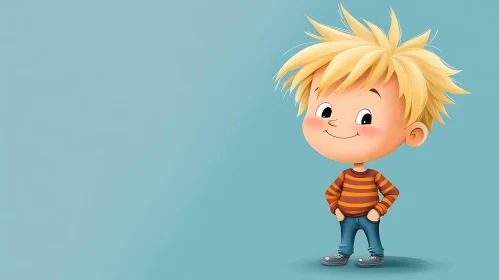 Blonde Haired Boy Cartoon Character