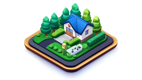 Charming Isometric Home in Green Landscape