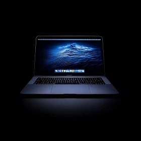 Modern Laptop Displaying Ocean Wave Wallpaper