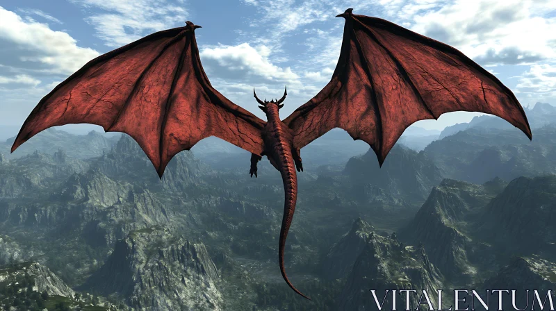 Dragon Soaring Above Mountain Peaks AI Image