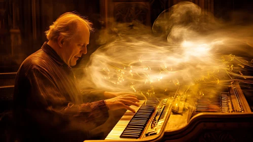 Piano Player in Golden Light