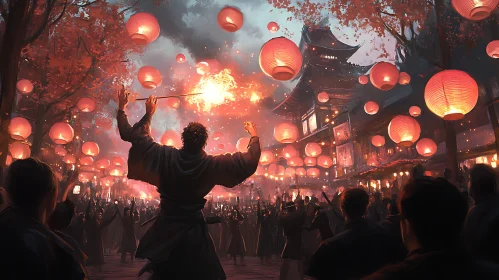 Red Lanterns in the Night