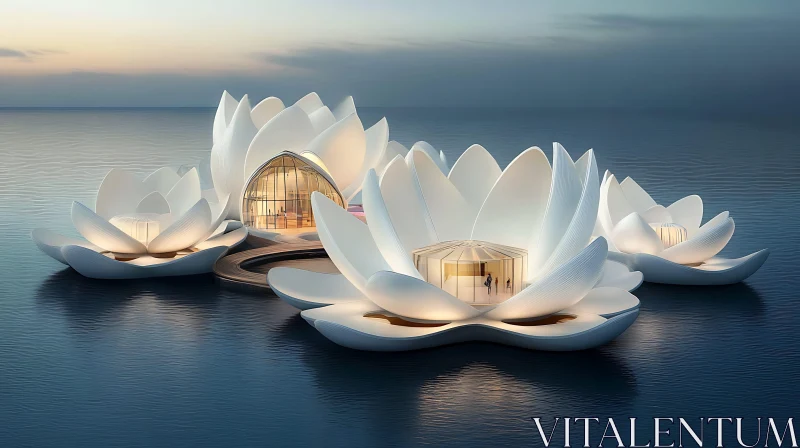 AI ART Modern Floating Lotus Architecture