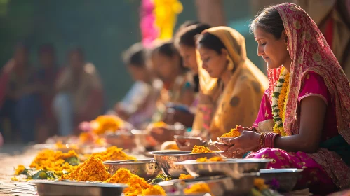 Indian Women's Flower Offering Ceremony