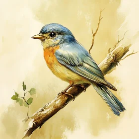 Artistic Bluebird Perched Painting