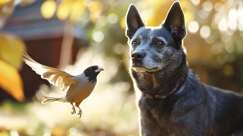 An unlikely friendship between a dog and a bird