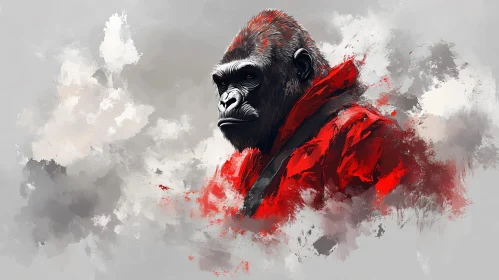 Gorilla in Red: Abstract Expression