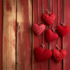 Red Hearts Decoration on Wooden Wall
