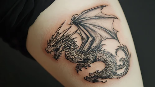 Intricate Dragon Tattoo in Black Ink