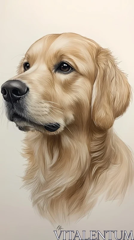 Golden Retriever Digital Painting AI Image