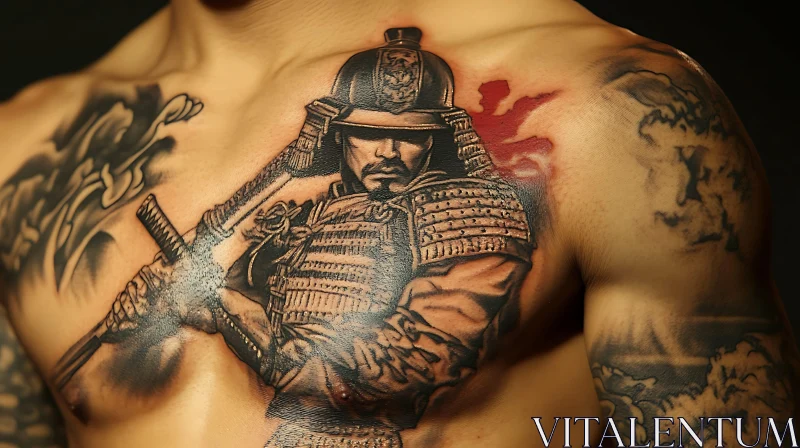 Warrior Tattoo Art on Chest AI Image