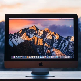 Desktop Display Featuring Mountain Scenery at Dusk