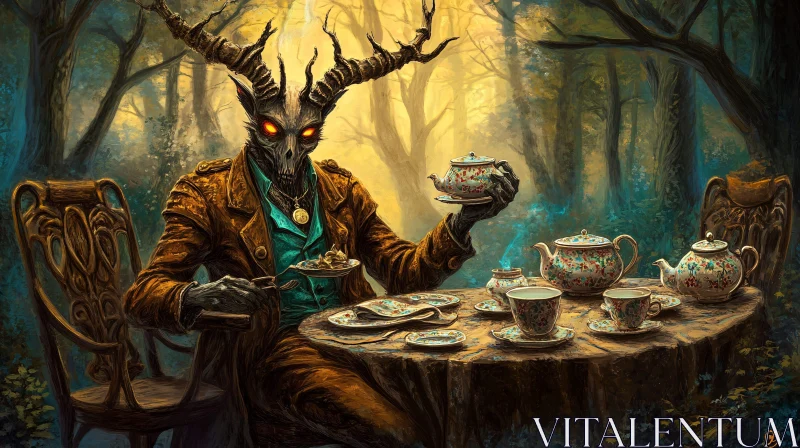 Mystical Forest Tea Time AI Image