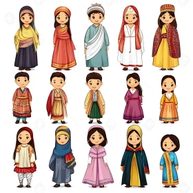 Children in Cultural Costumes Art