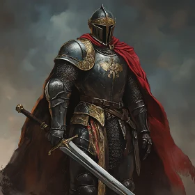 Armored Knight with Red Cape