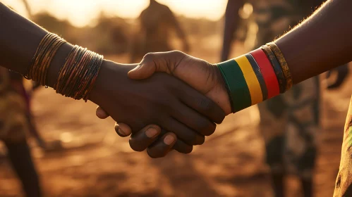 Close-Up of a Handshake with Bracelets