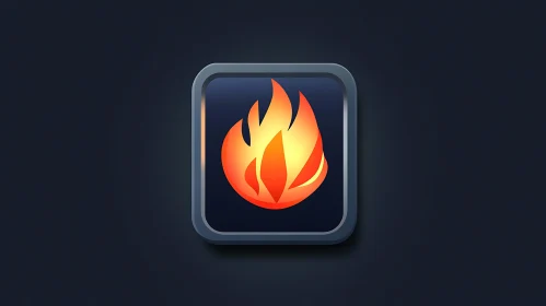 Modern Flame Symbol in Square Frame