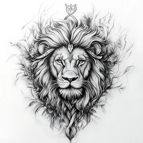 Monochrome Lion Artwork