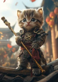 Armored Kitten Guarding the Realm