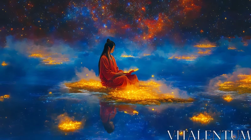 AI ART Serene Meditation Under the Stars