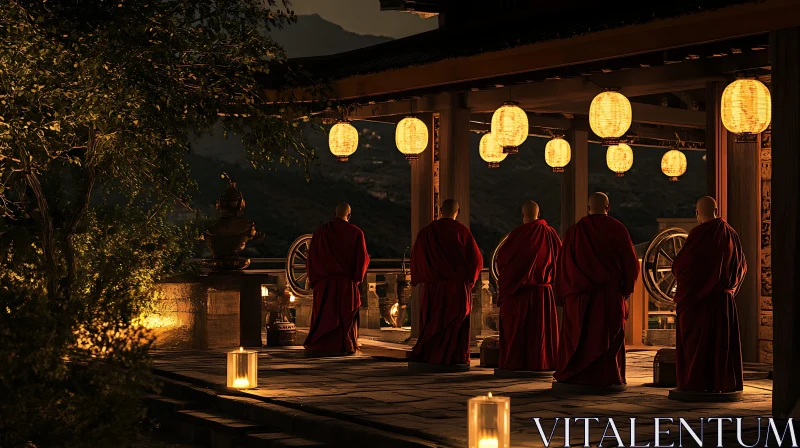 AI ART Temple Monks