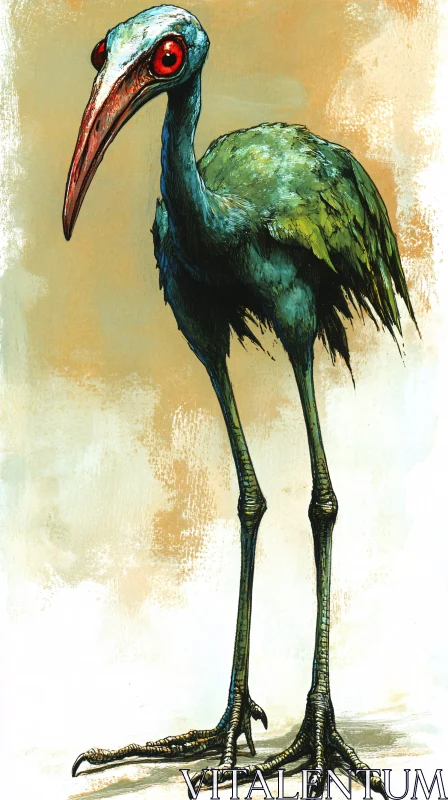 Stylized Bird Illustration with Long Legs AI Image