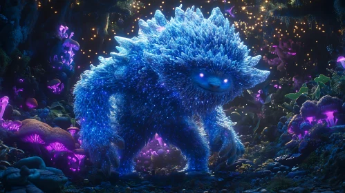 Luminous Blue Beast in Magical Woods