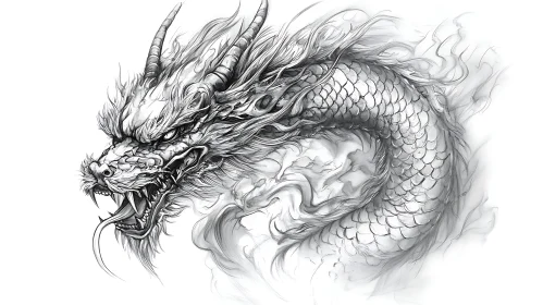 Monochrome Dragon Drawing