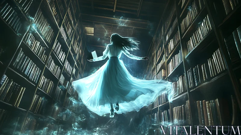 AI ART Ethereal Woman in Ancient Library