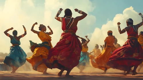 Women Dancing in Traditional Dresses