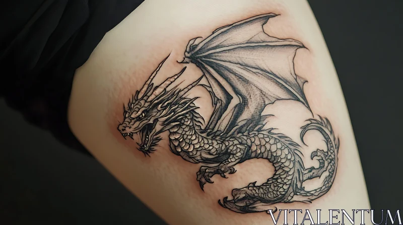 AI ART Intricate Dragon Tattoo in Black Ink