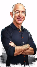 Jeff Bezos Cartoon Style Portrait