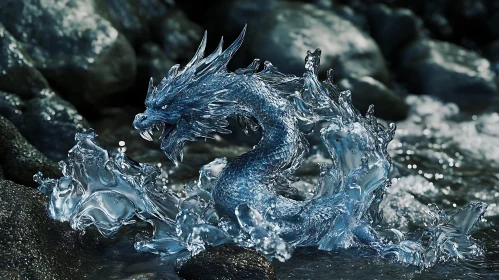 Frozen Dragon Mythical Creature Sculpture