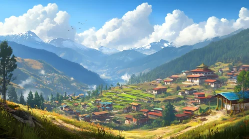 Tranquil Mountain Village View