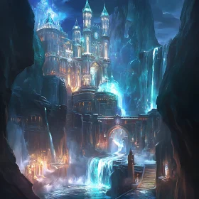 Fantasy Castle Between Cliffs