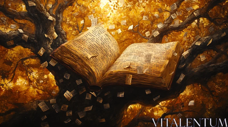 AI ART The Golden Book Tree: A Literary Haven