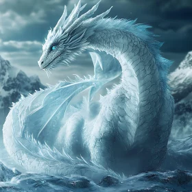 Frozen Dragon in Winter Landscape