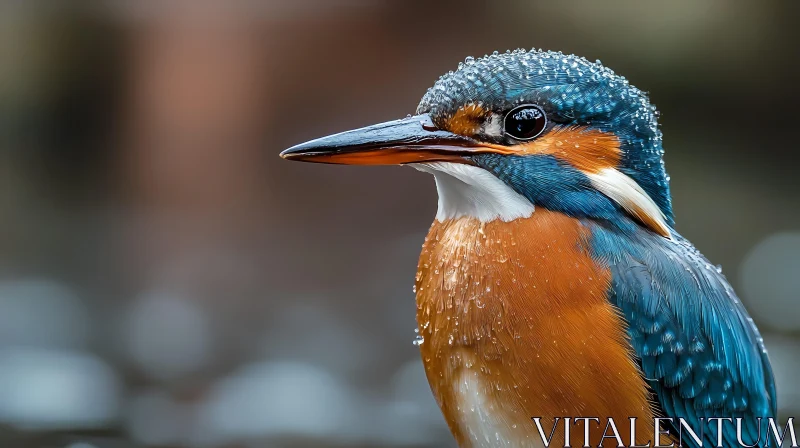 Kingfisher with Dewy Feathers AI Image