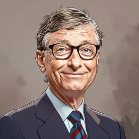 Bill Gates Detailed Illustration