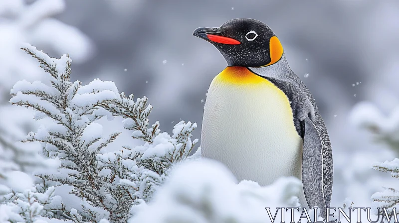 Majestic Penguin in Icy Scene AI Image