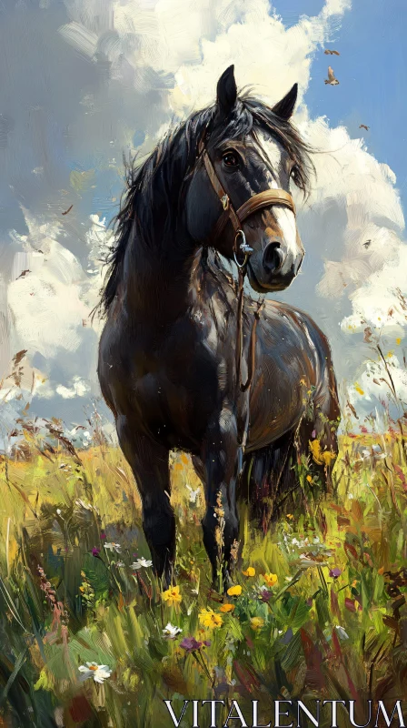 Graceful Horse in Meadow AI Image