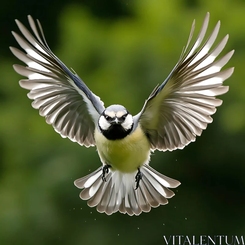 Mid-Air Bird Portrait AI Image