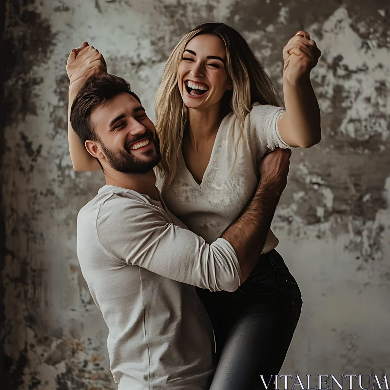 Laughing Couple Portrait AI Image