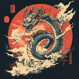 Coiled Dragon Illustration