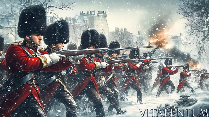 AI ART Winter Warfare: British Soldiers in Action