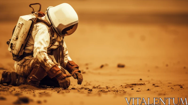 Astronaut Cleaning Up Dirt - Nostalgic and Adventurous Artwork AI Image