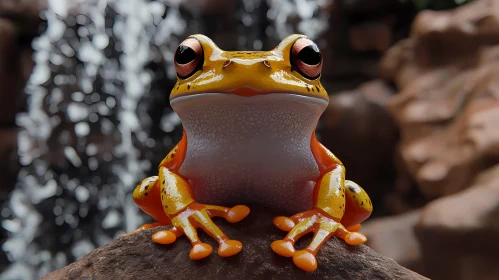Frog Perched on Rock