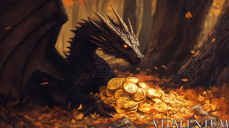 AI ART Guardian of Gold: Dragon and Treasure