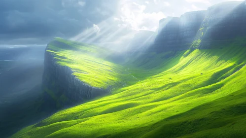 Sunlit Green Mountain Valley