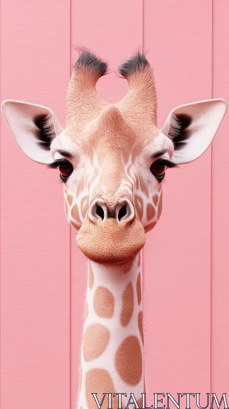 AI ART Giraffe Against Pink Backdrop